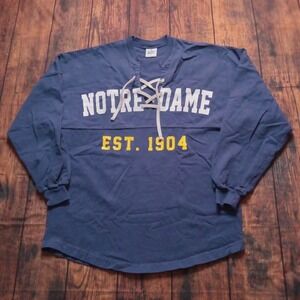 Spirit Jersey Notre Dame Sweatshirt Long Sleeve Men's Small Blue USA